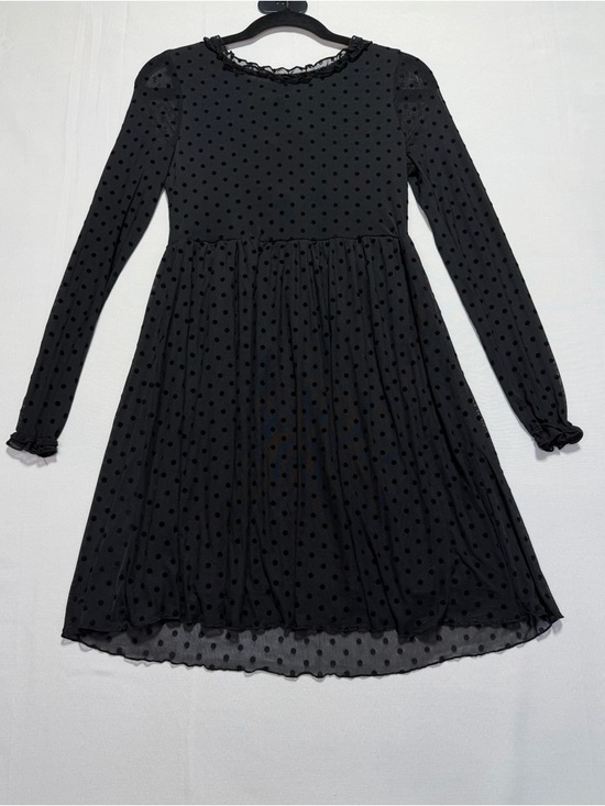 American Rag Dresses & Skirts - American Rag Black Flocked Polka Dot Mesh Mini Dress Whimsigoth Dark Academia